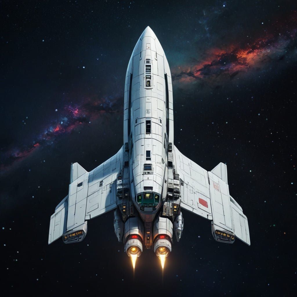 Ethereal Starship Confronts Cosmic Horizon