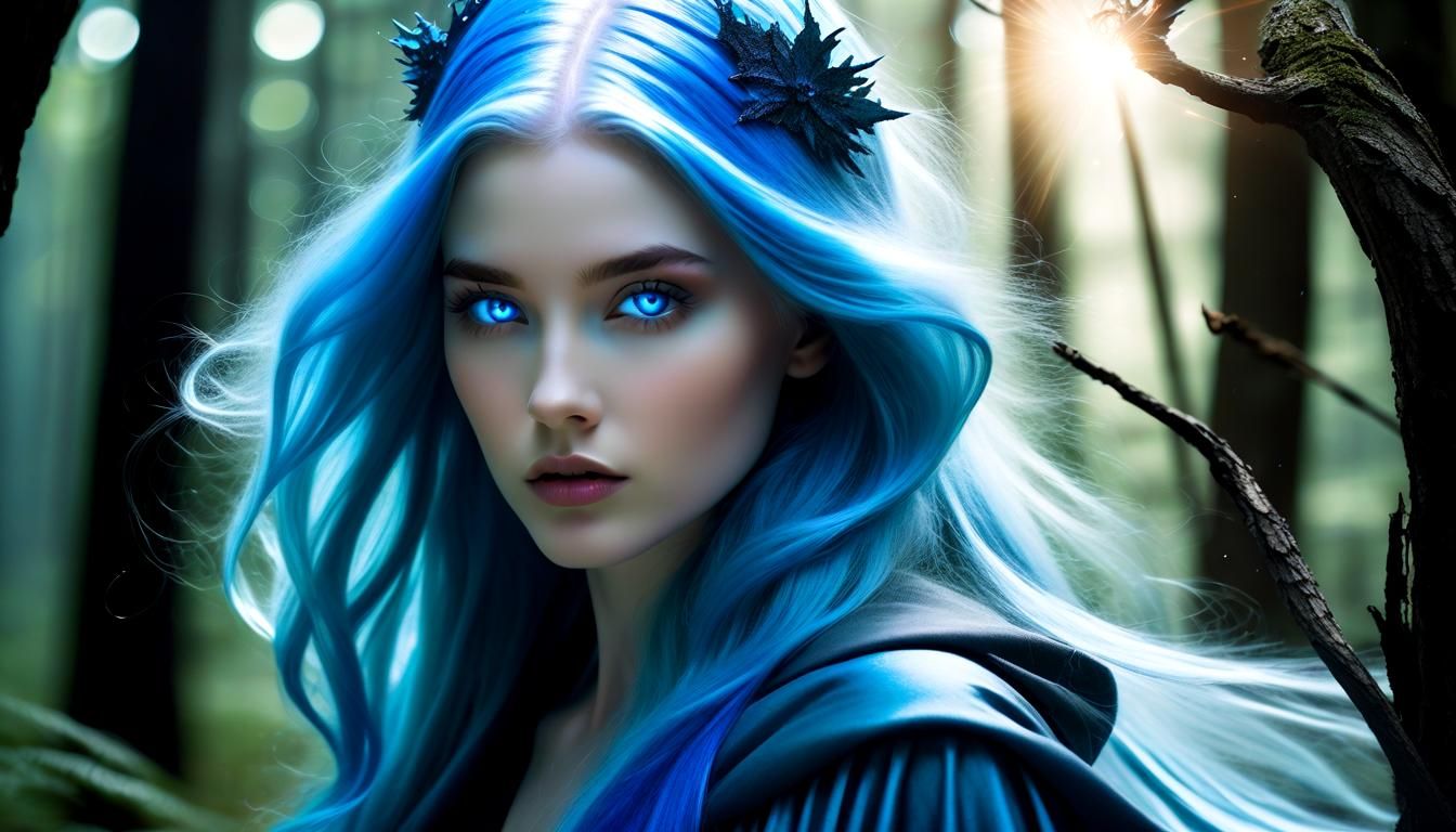 Mystical Woman in Surreal Cel-Shaded Fantasy