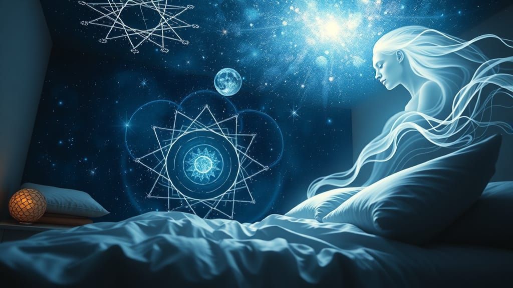 Astral Dream: Woman's Spirit Soars in Starry Night