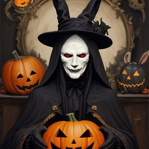 Surreal Masked Figure in Expressionist Style