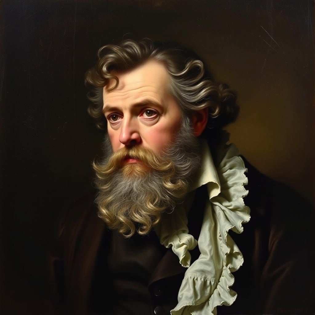 Elegant 18th Century Gentleman in Chiaroscuro Oil Painting