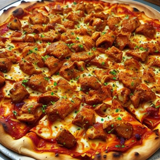 Barbecue Chicken Pizza with Spicy Sprinkles in Comic Book St...