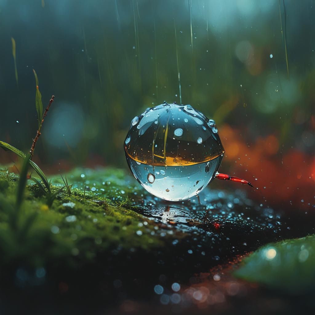 Dramatic Close-Up of a Raindrop as Digital Art
