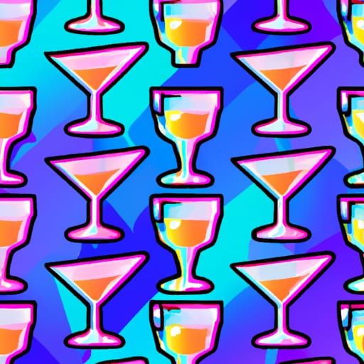 Colourful 90s Style Cocktail Drink Pattern