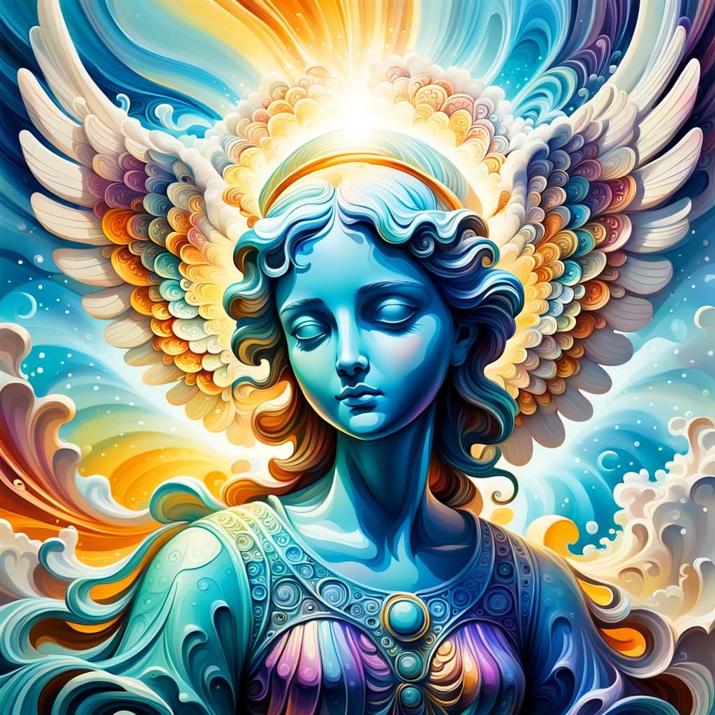 Ethereal Angel in Shell with Divine Light