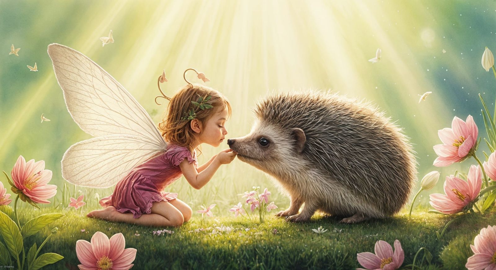 Fairy Kisses Hedgehog: Watercolor Storybook Illustration