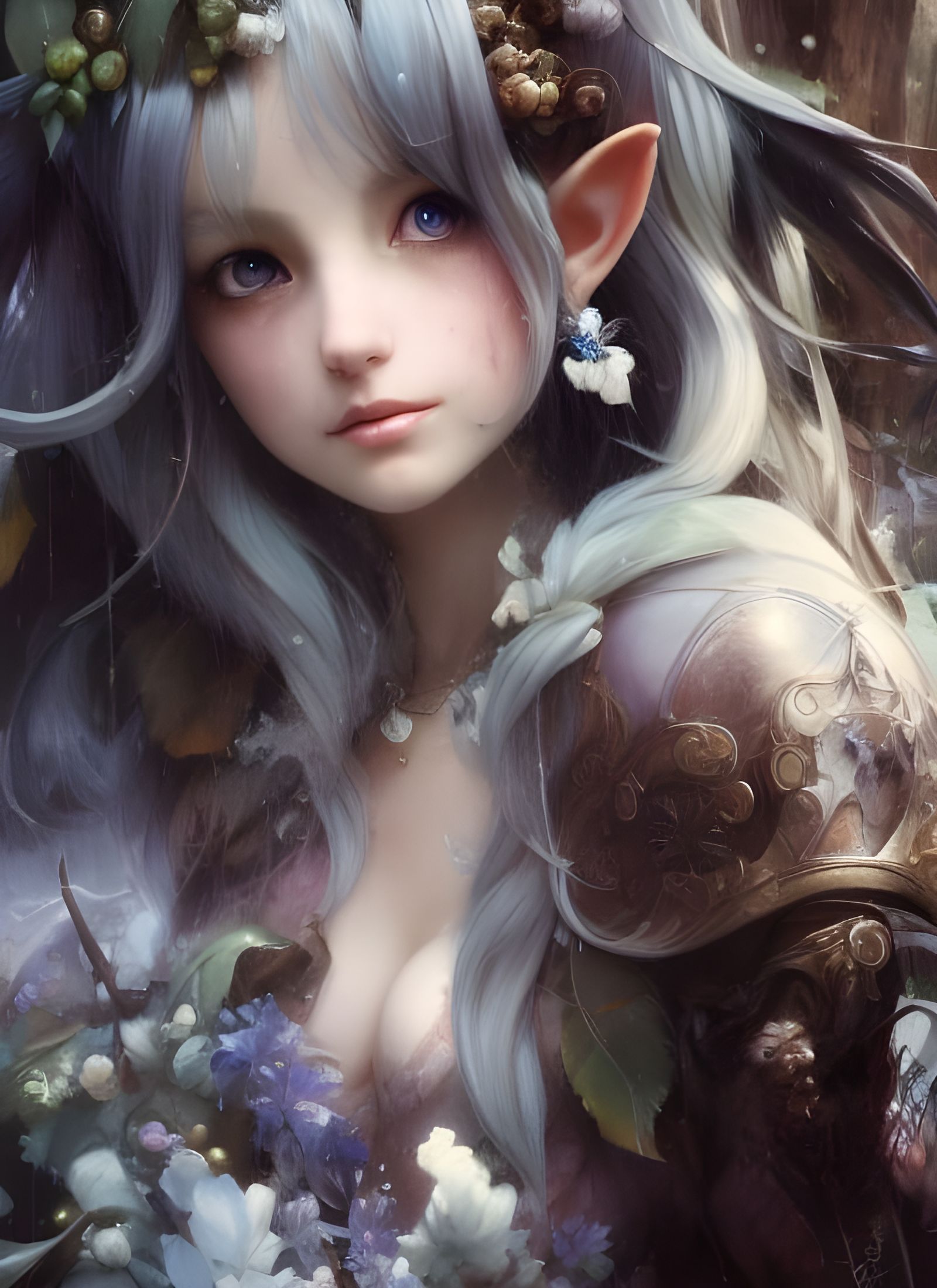 Forest Elf Portrait in Detailed Matte Style