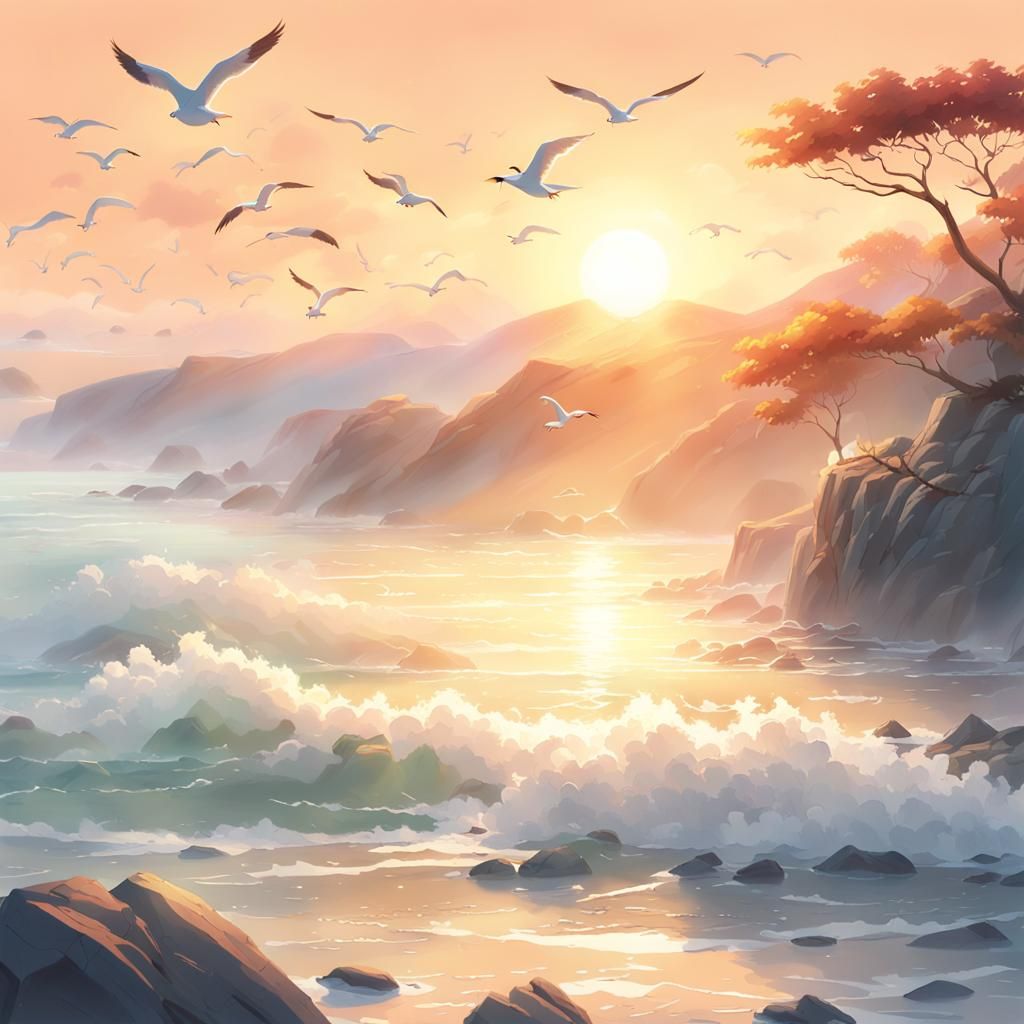 Sunrise Over Serene Sea: Anime Key Visual