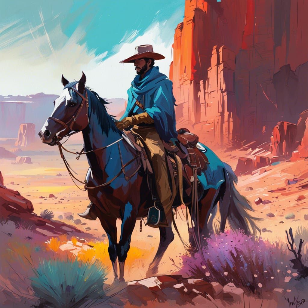 Mythical Cowboy in Arizona Desert Highlands