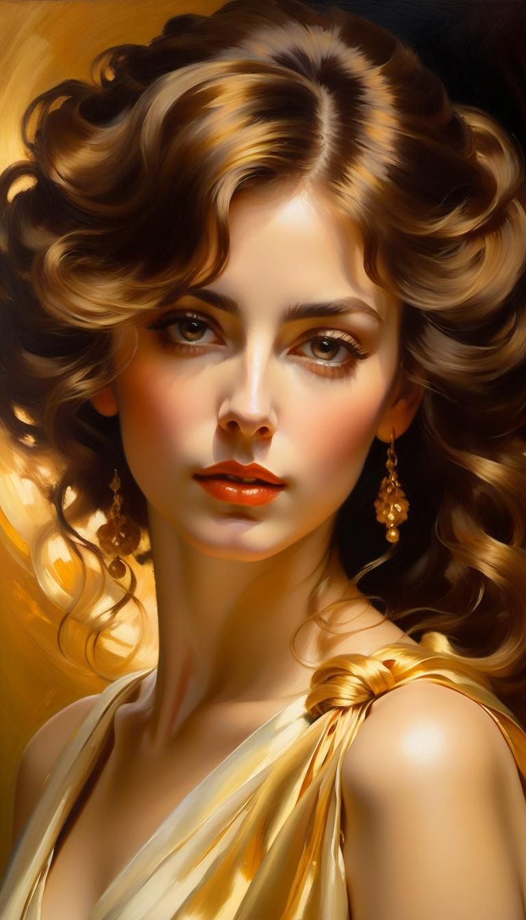 She'd coiled her hair neatly behind her nape, emphasizing th...