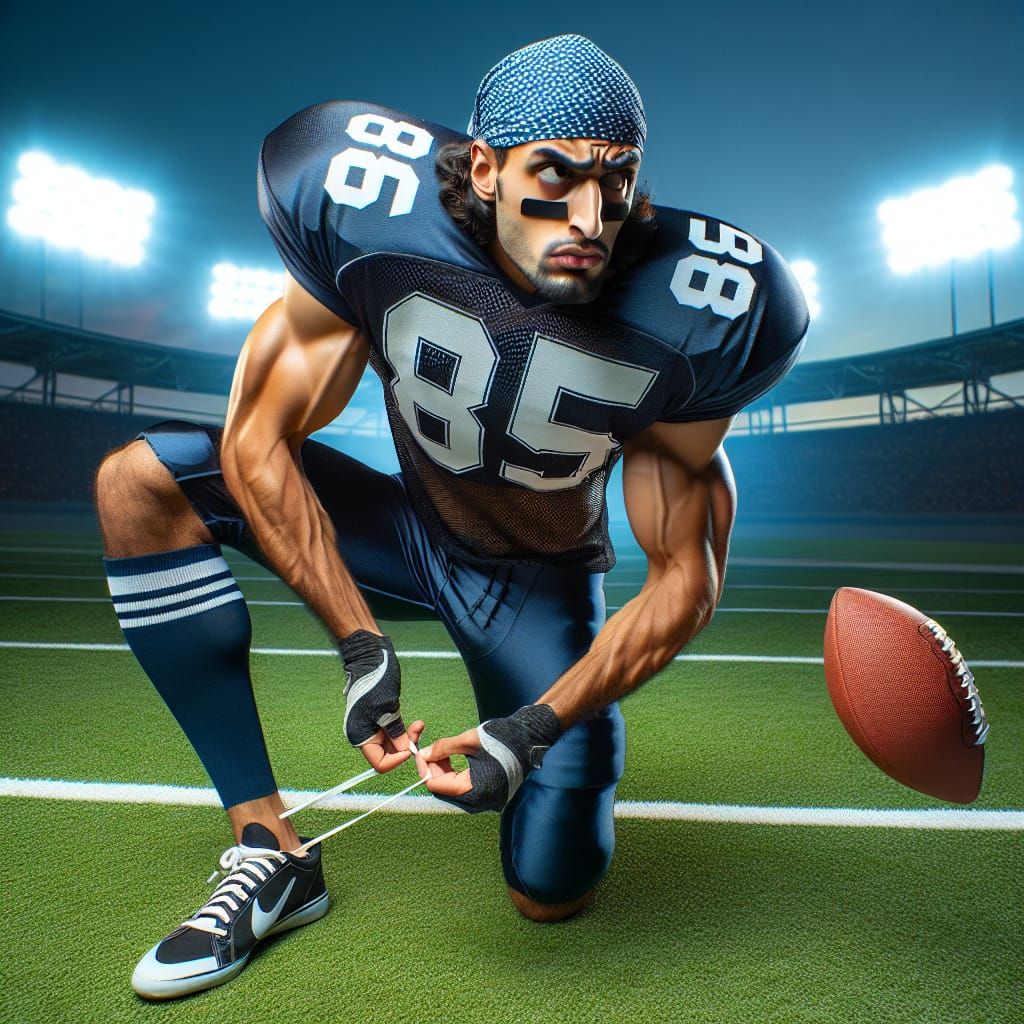 American Football Player Chases Spiralling Football Amidst T...