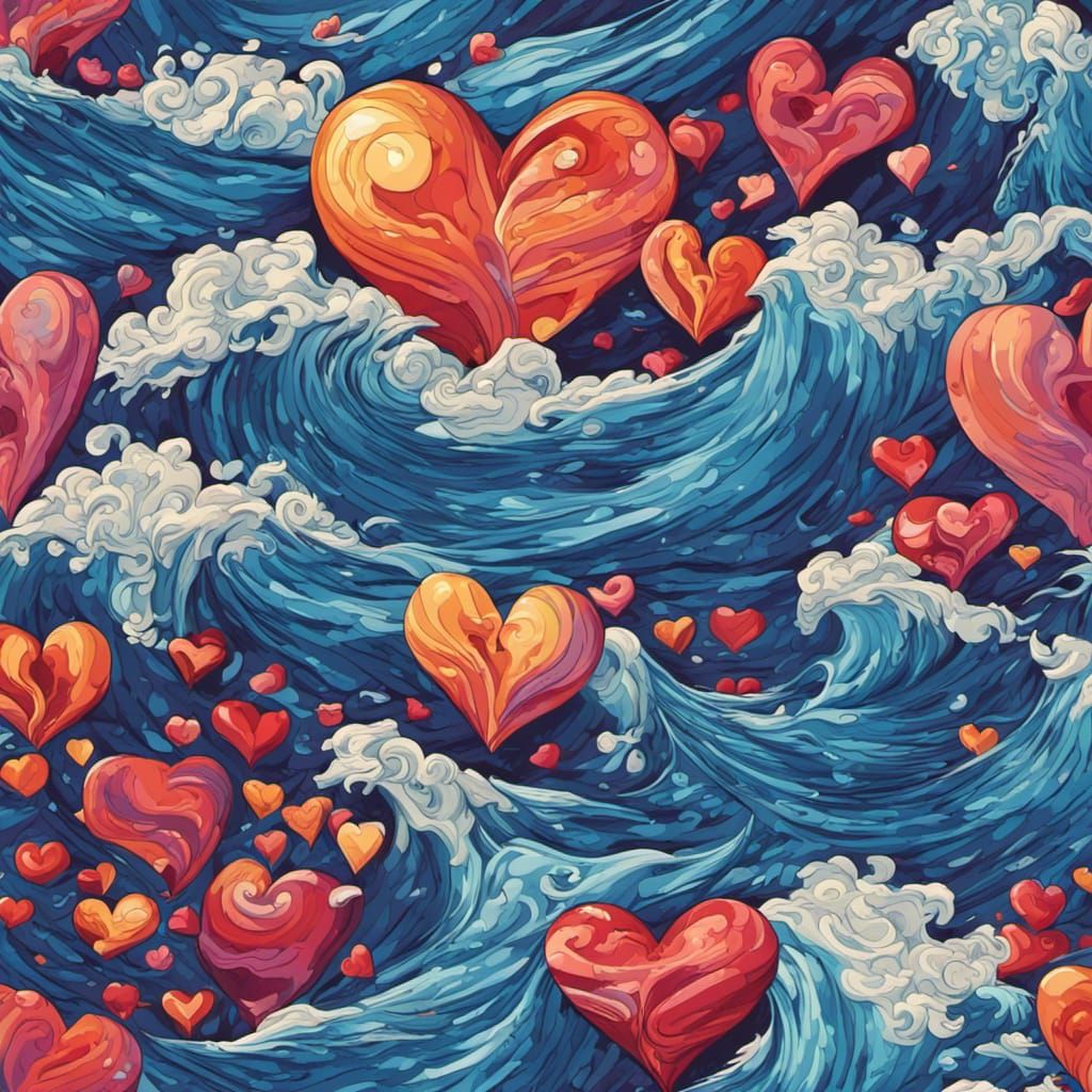 Hearts in the Storm: Isometric Pop Art Seascape