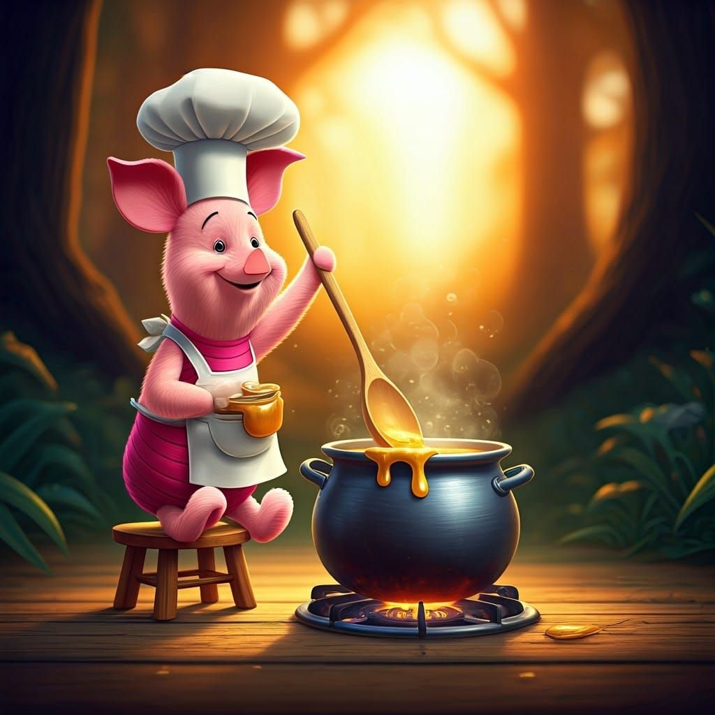 Piglet Chef Presents Honey Soup: 3D Disney-Pixar Style