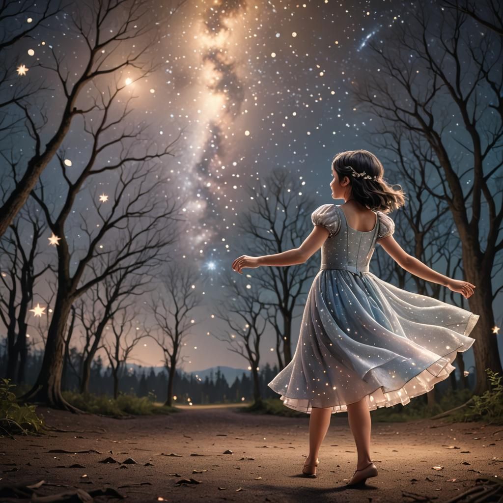 Starry Night Woodland Fairy in Photorealistic Style