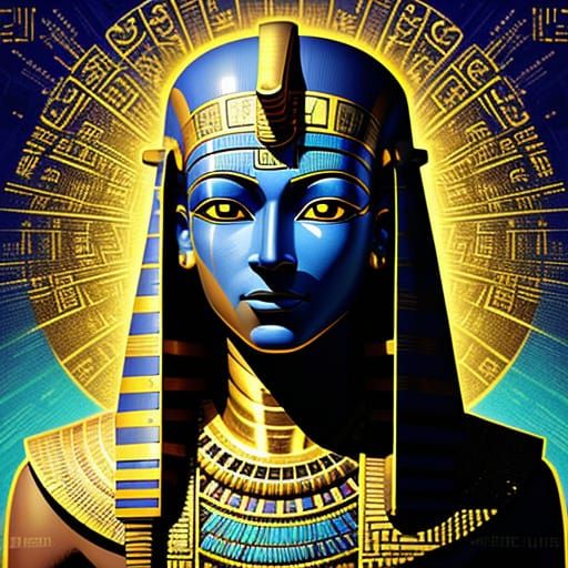 Surreal Pharaoh Judges Soul in 8-Bit Pixel Art