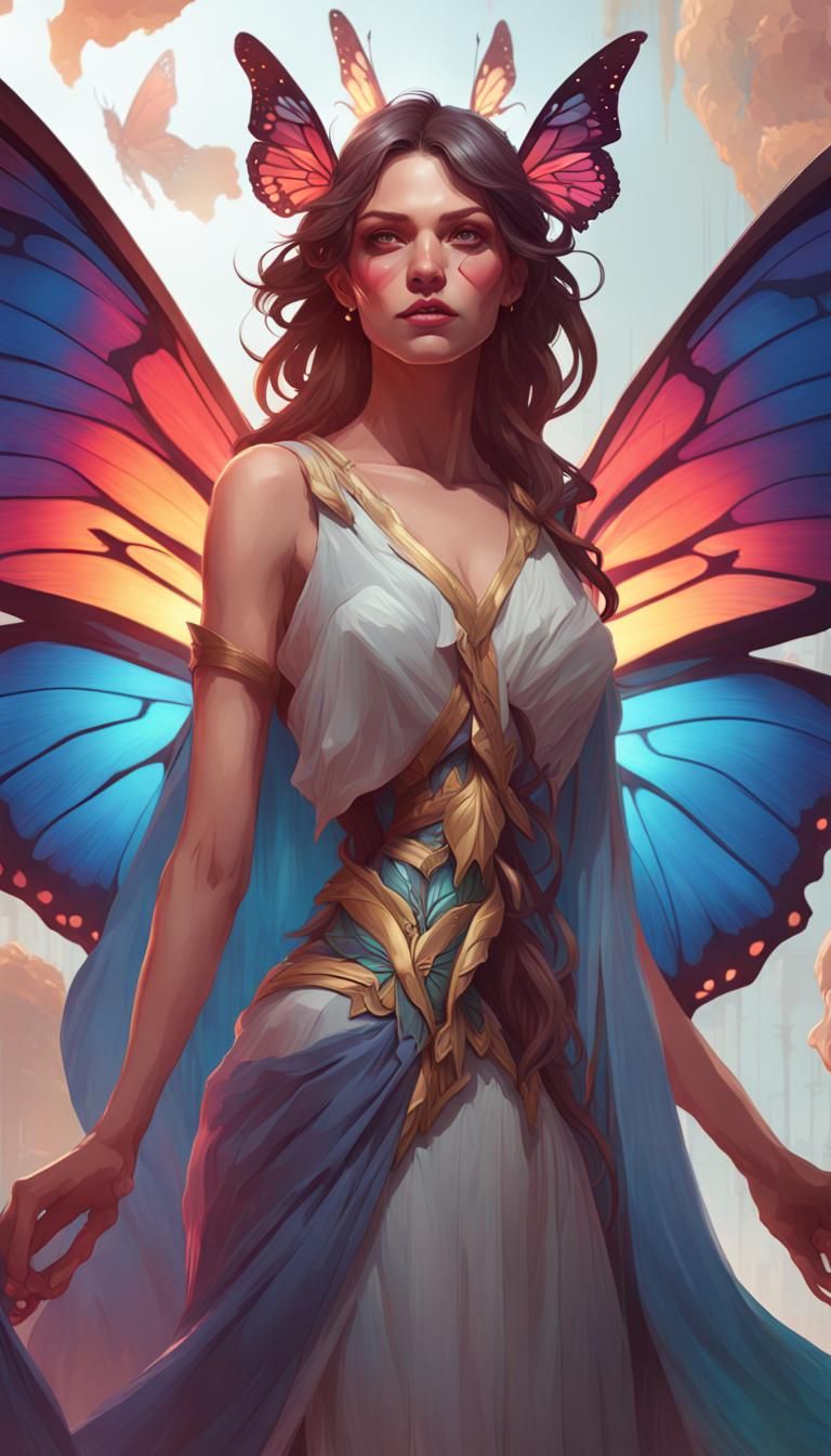 Butterfly Woman Portrait in Hyperdetailed Style