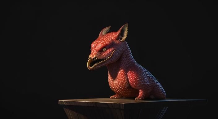 Square Strawberry on Colorful Table: Fantasy Concept Art