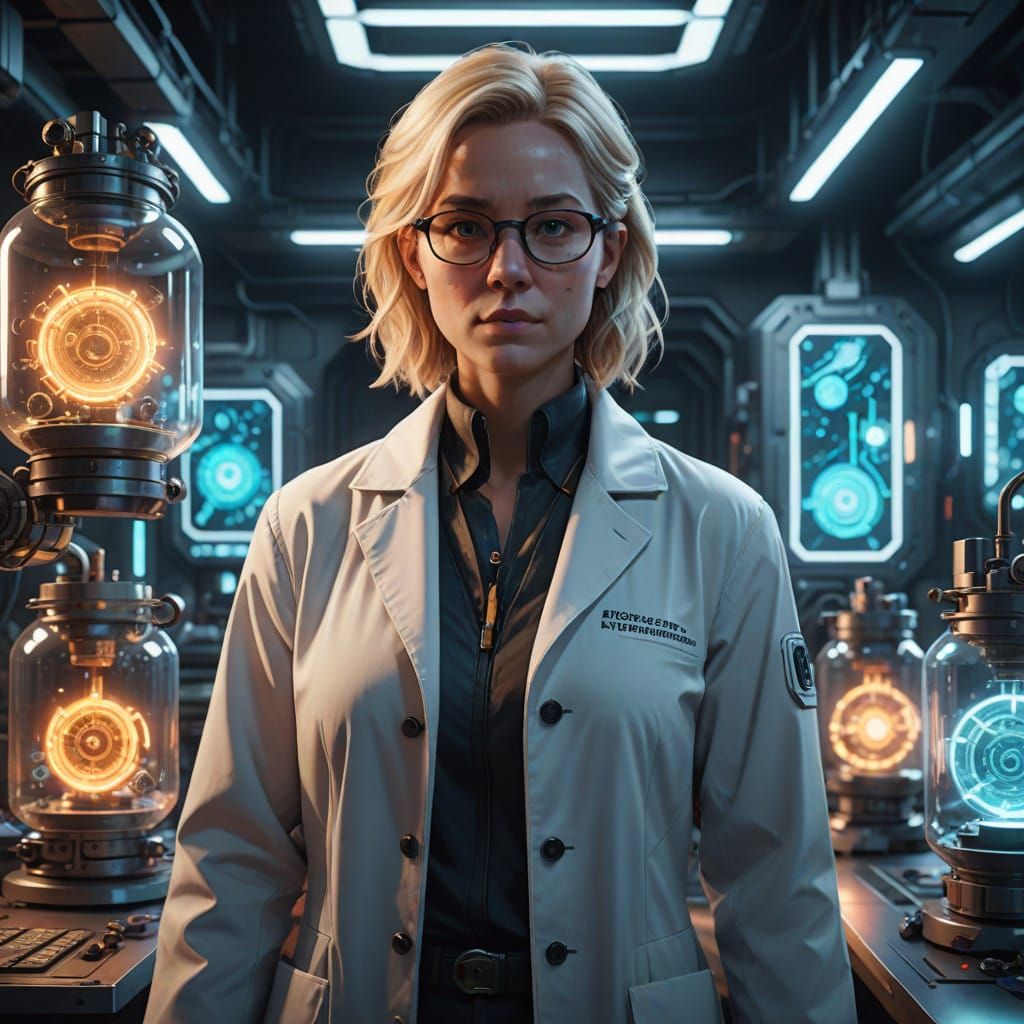 Stunning Fantasy Laboratory Scene in Cyberpunk Style