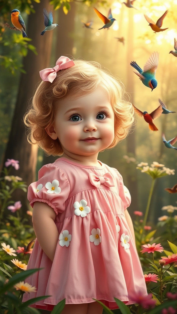 Idyllic Forest Scene with Girl in Pre-Raphaelite Style