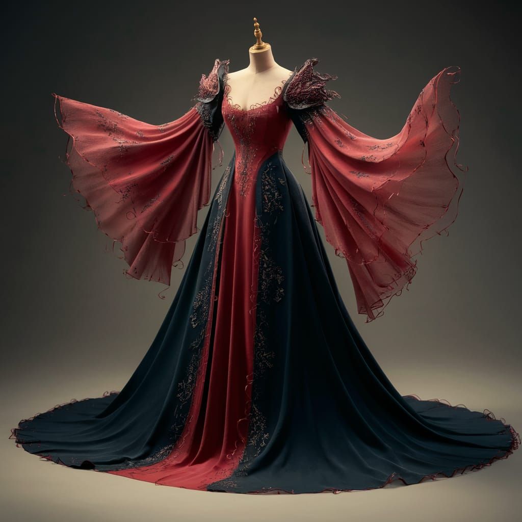 Medieval Princess Dress Design in Red and Black