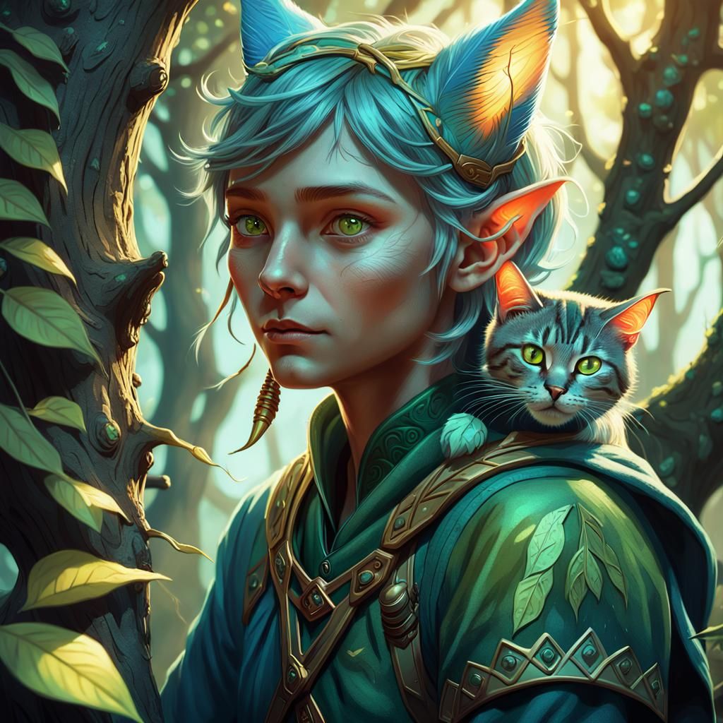 Mystical Elf Portrait in Detailed Fantasy Art