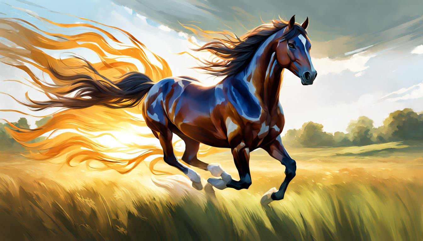 Tennessee Walking Horse Gallops in Golden Hour