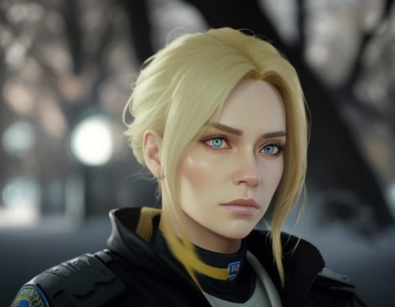 Sci-Fi Concept Art: Blonde NYPD in Central Park