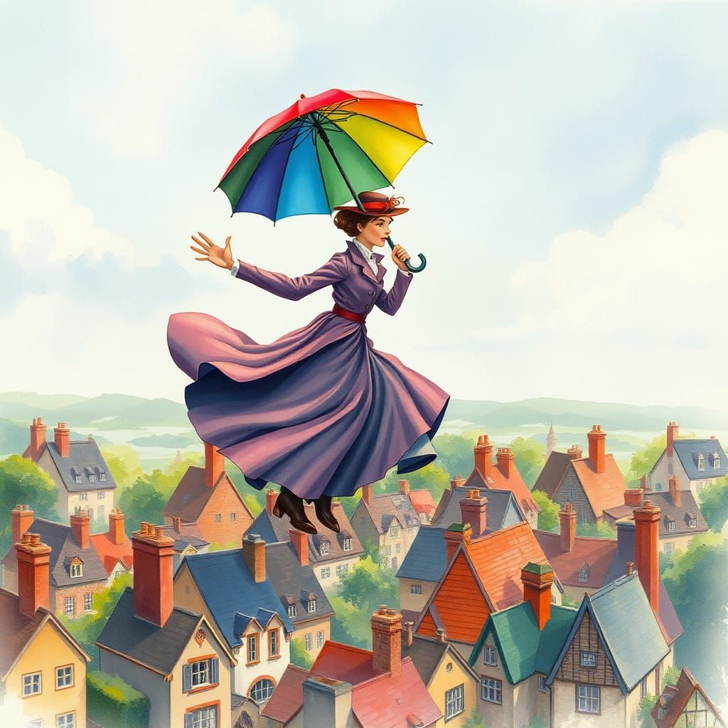 Mary Poppins Soars Above a Quaint Fantasy City