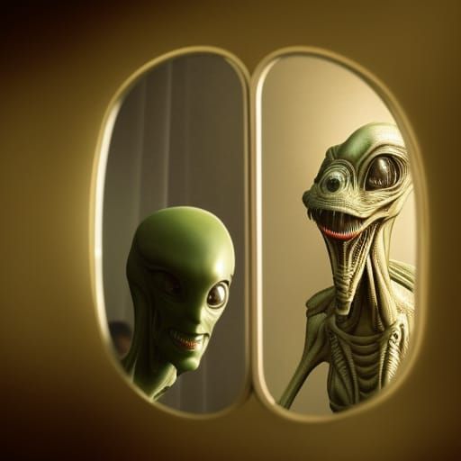 Alien Contemplates Reflection: Digital Matte Painting