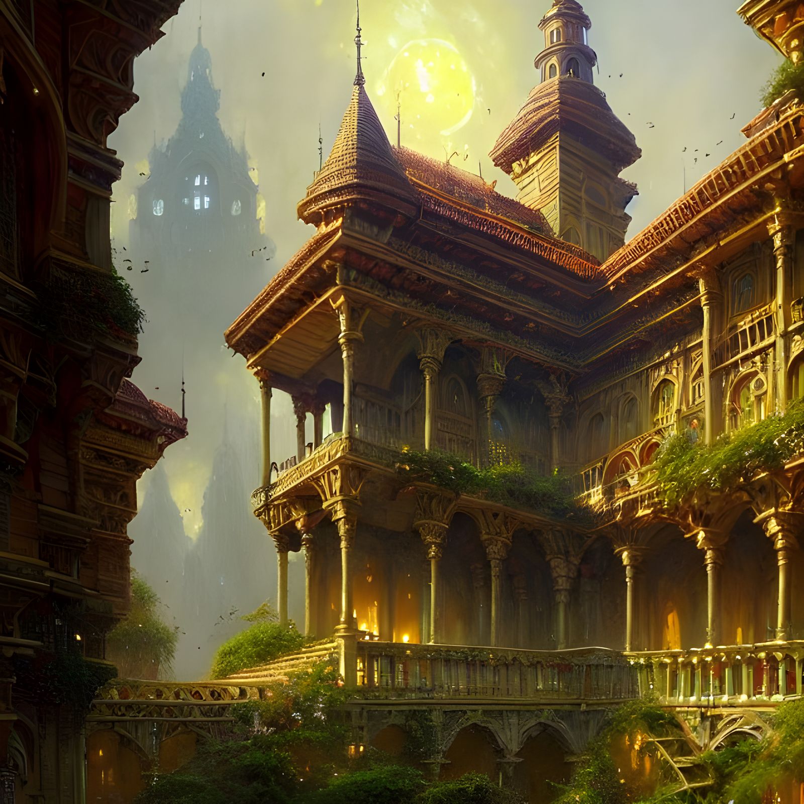 Honey Realm Architecture in Photorealistic Style