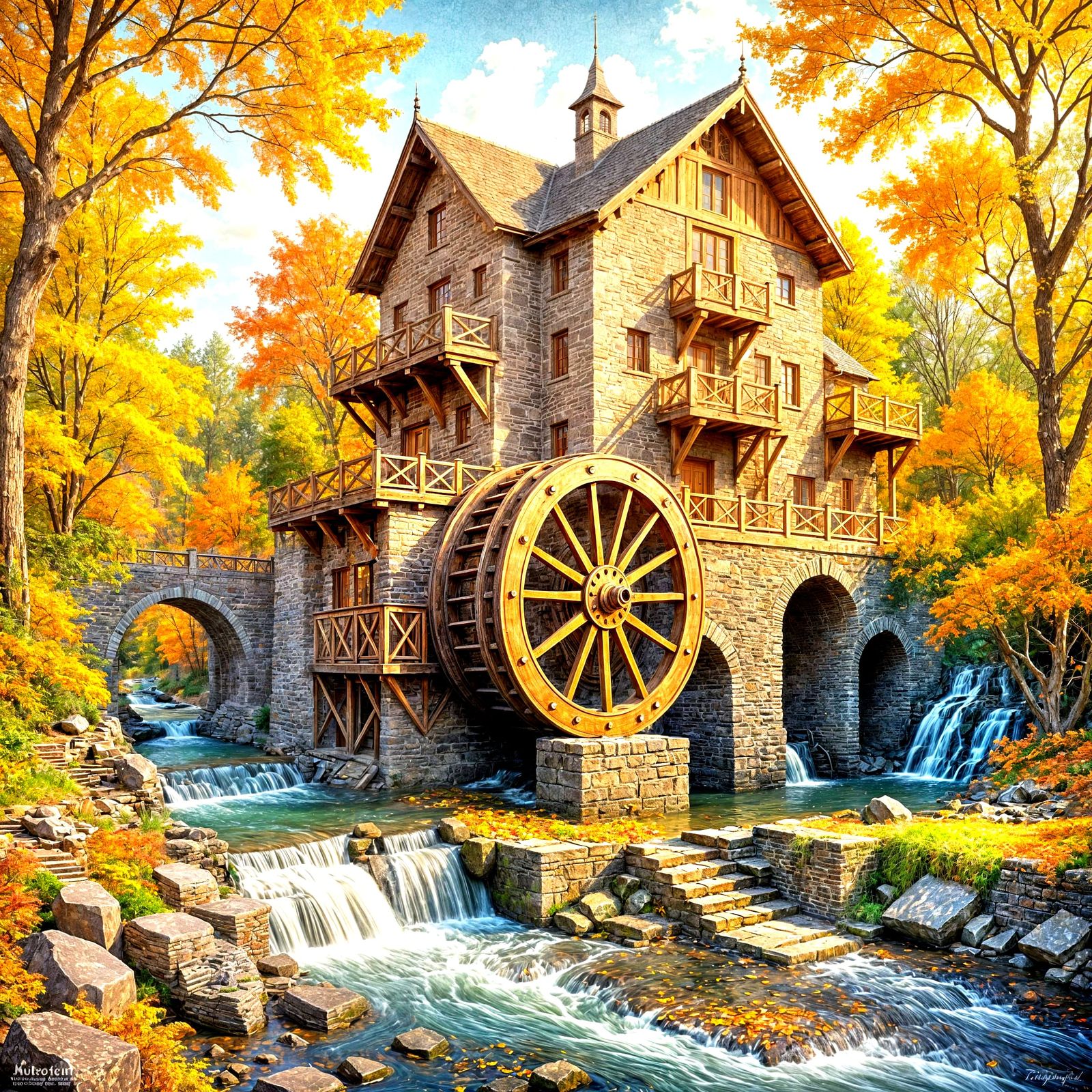 Epic Autumnal Waterwheel in Germanic Splendor