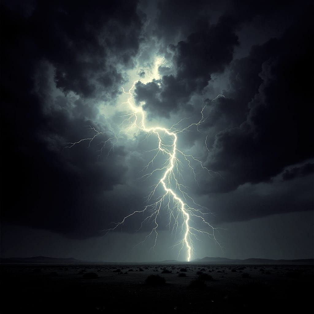 Eerie Desert Dust Storm with Lightning