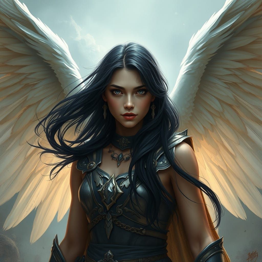 Majestic Androgynous Paladin in Digital Matte Painting Style