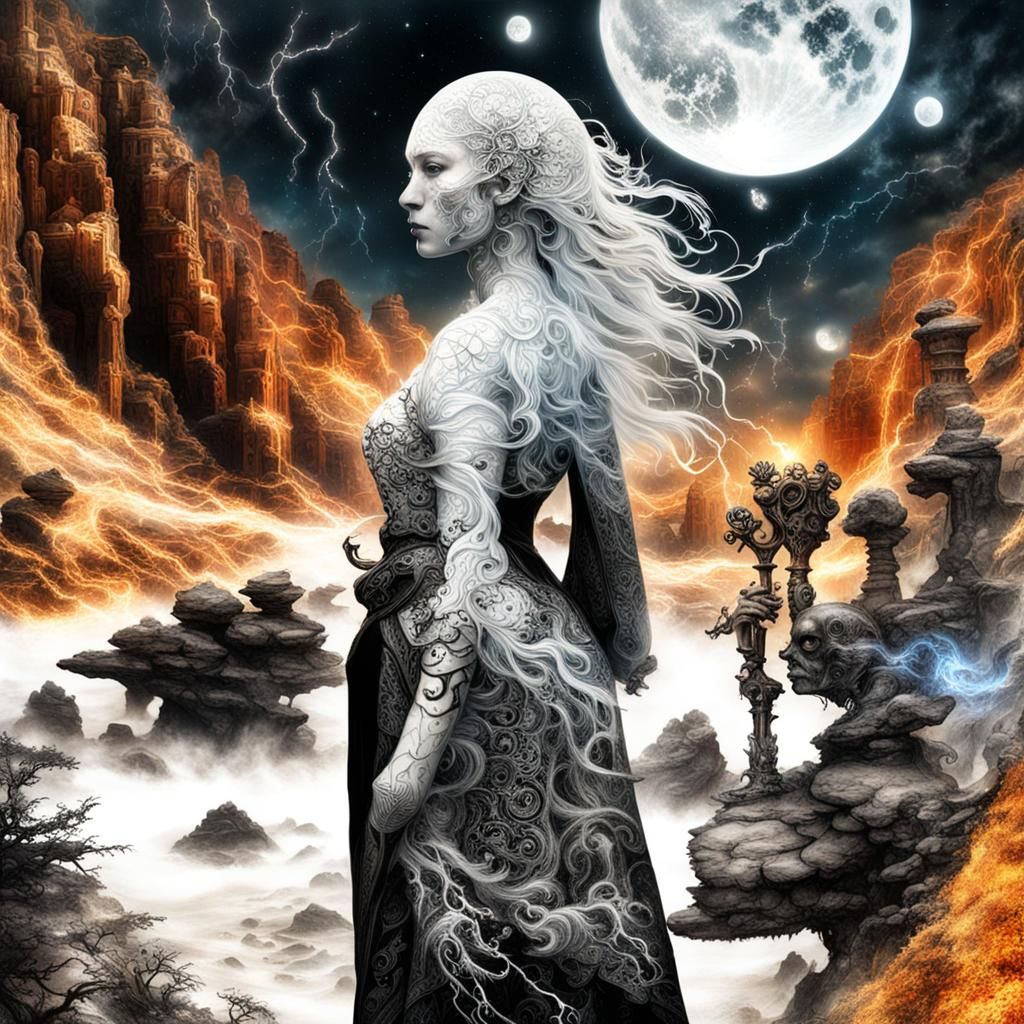 Syrealism Woman in Canyon