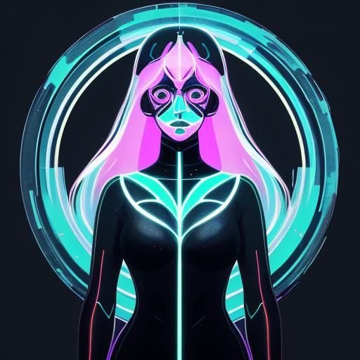 Glowing Ghost Girl in Pop Art Style