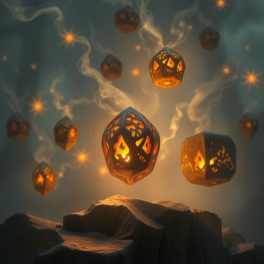 Mystical Wooden Carvings Radiating Magical Aura