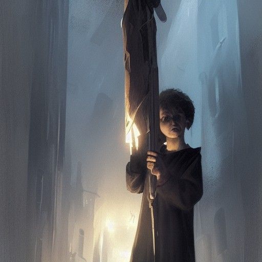 Sinister Young Wizard Holding Wand