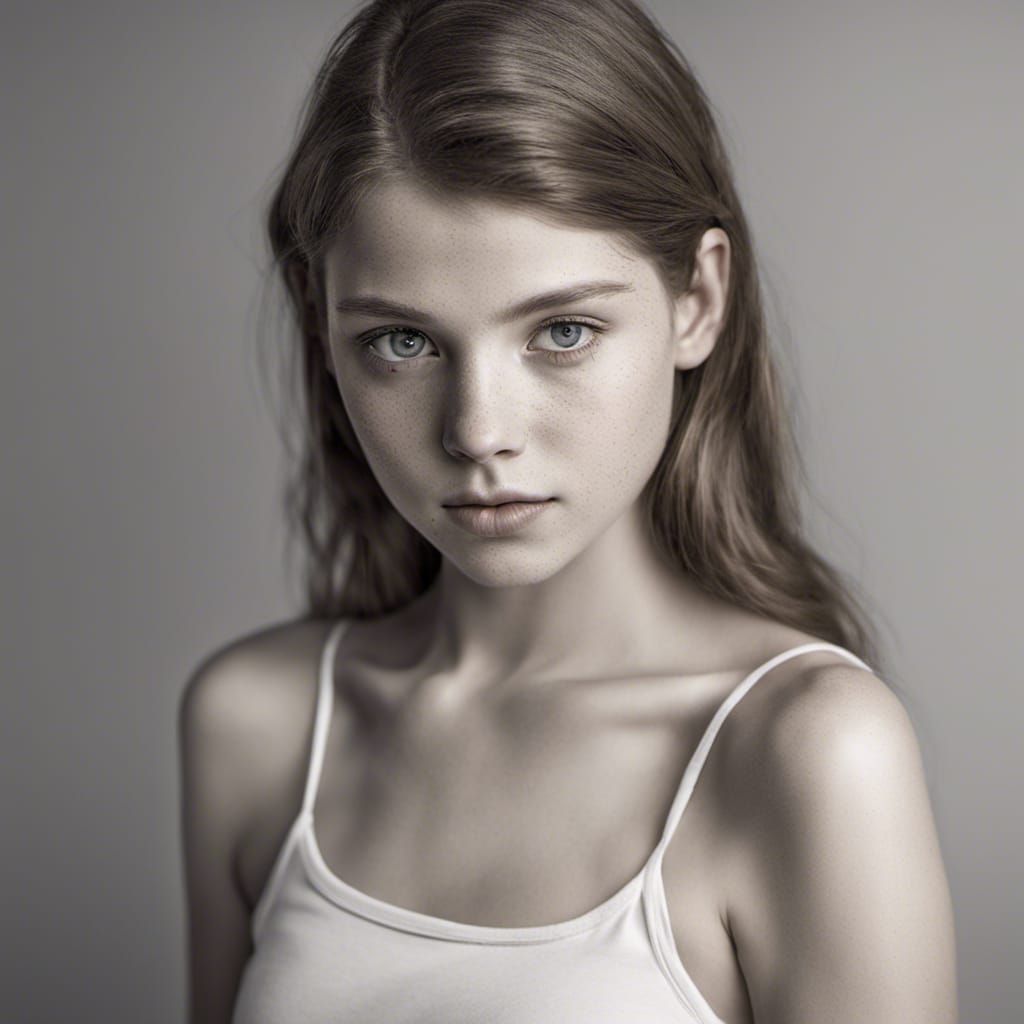 Nordic Girl with Plaid Skirt, Hyperrealistic Portrait