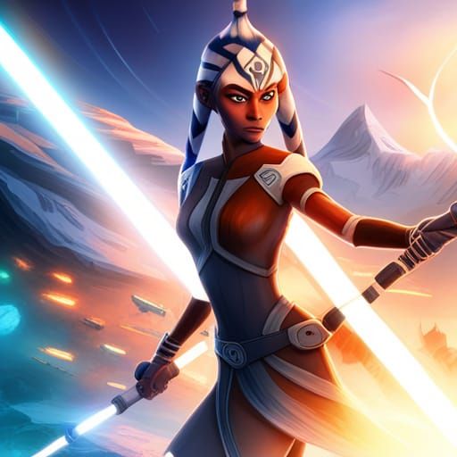 Ahsoka Tano: Clone Wars Togruta with Lightsabers