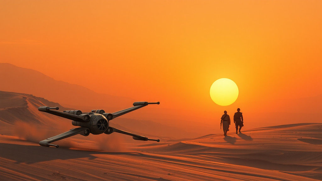 Tatooine Sunset: Galactic Desert Landscape in Film-Noir