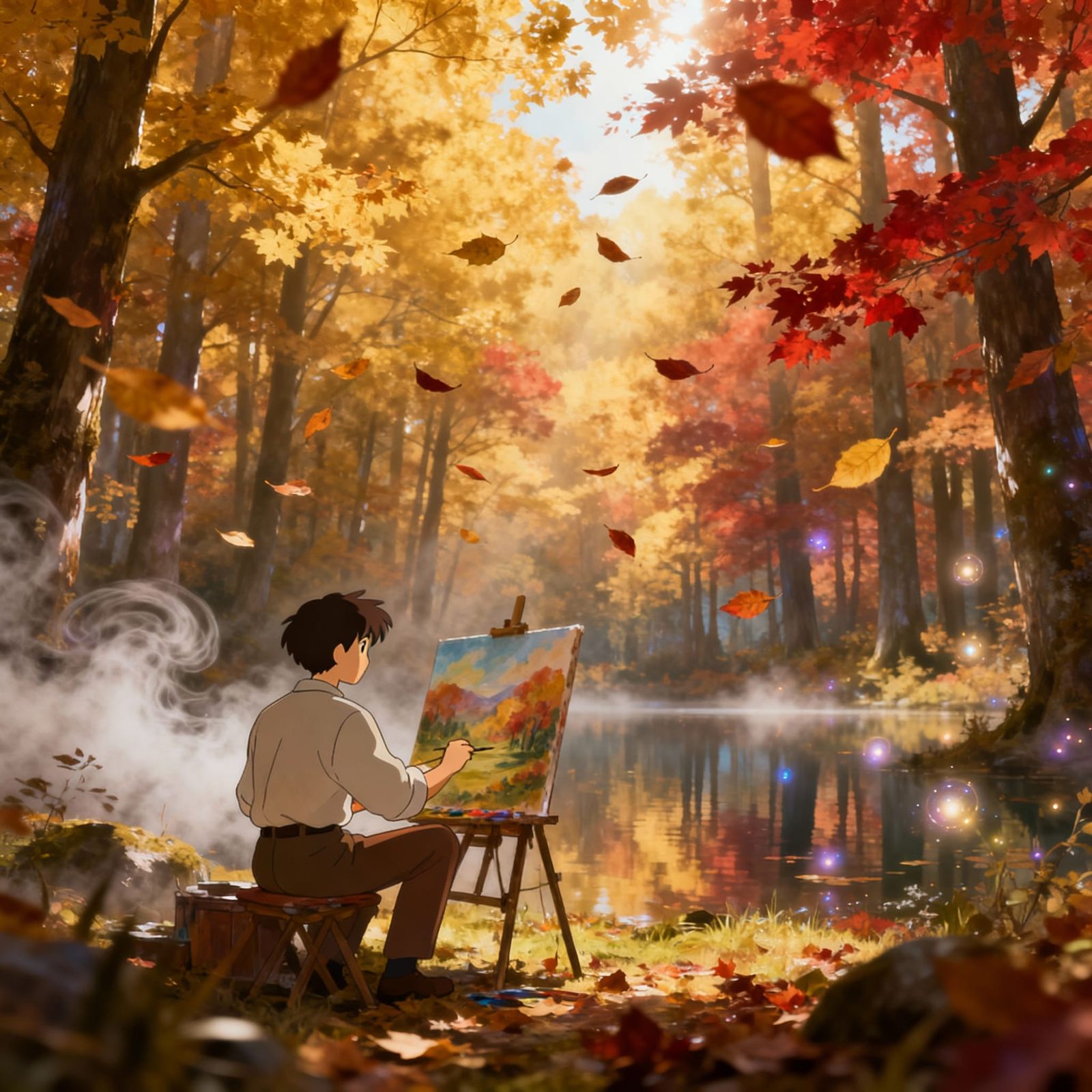 Painter Captures Autumn Forest Landscape in Dreamlike Style