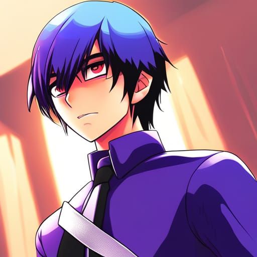 Anime Purple Character with Knife
