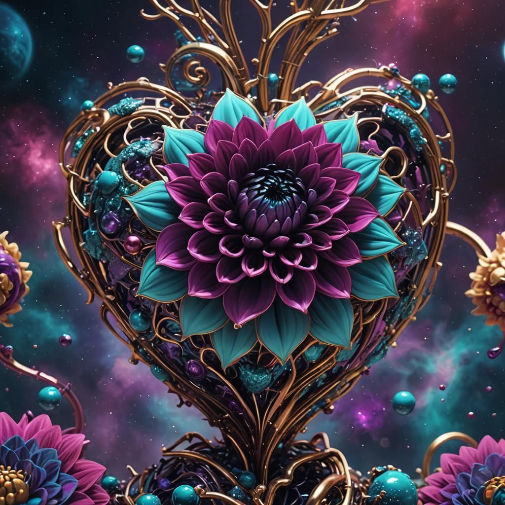 Bleeding Heart Dahlia in Sci-Fi Universe