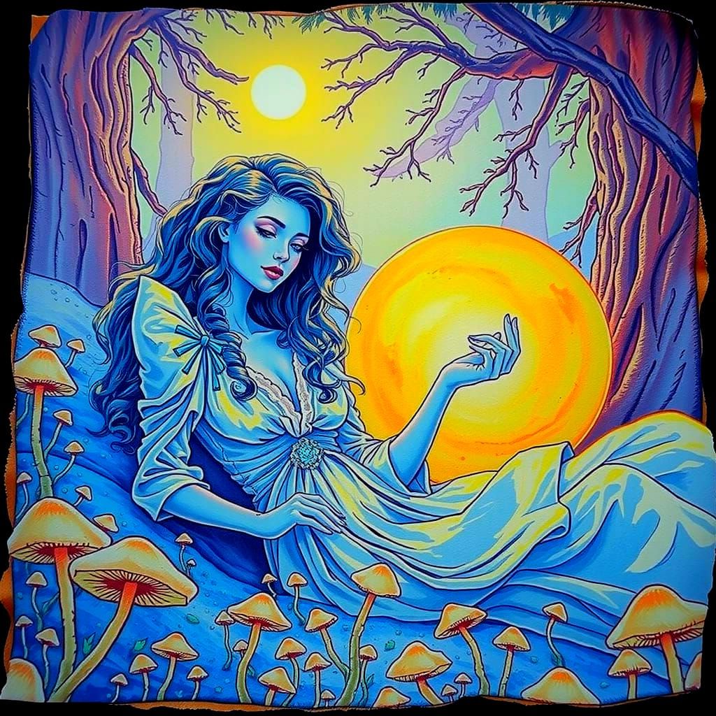 Bioluminescent Beauty in a Dreamy Forest