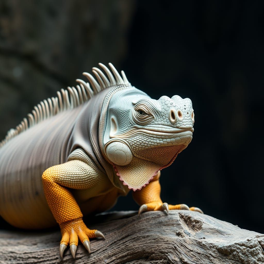 A Majestic Rhinoceros Iguana Roams Free