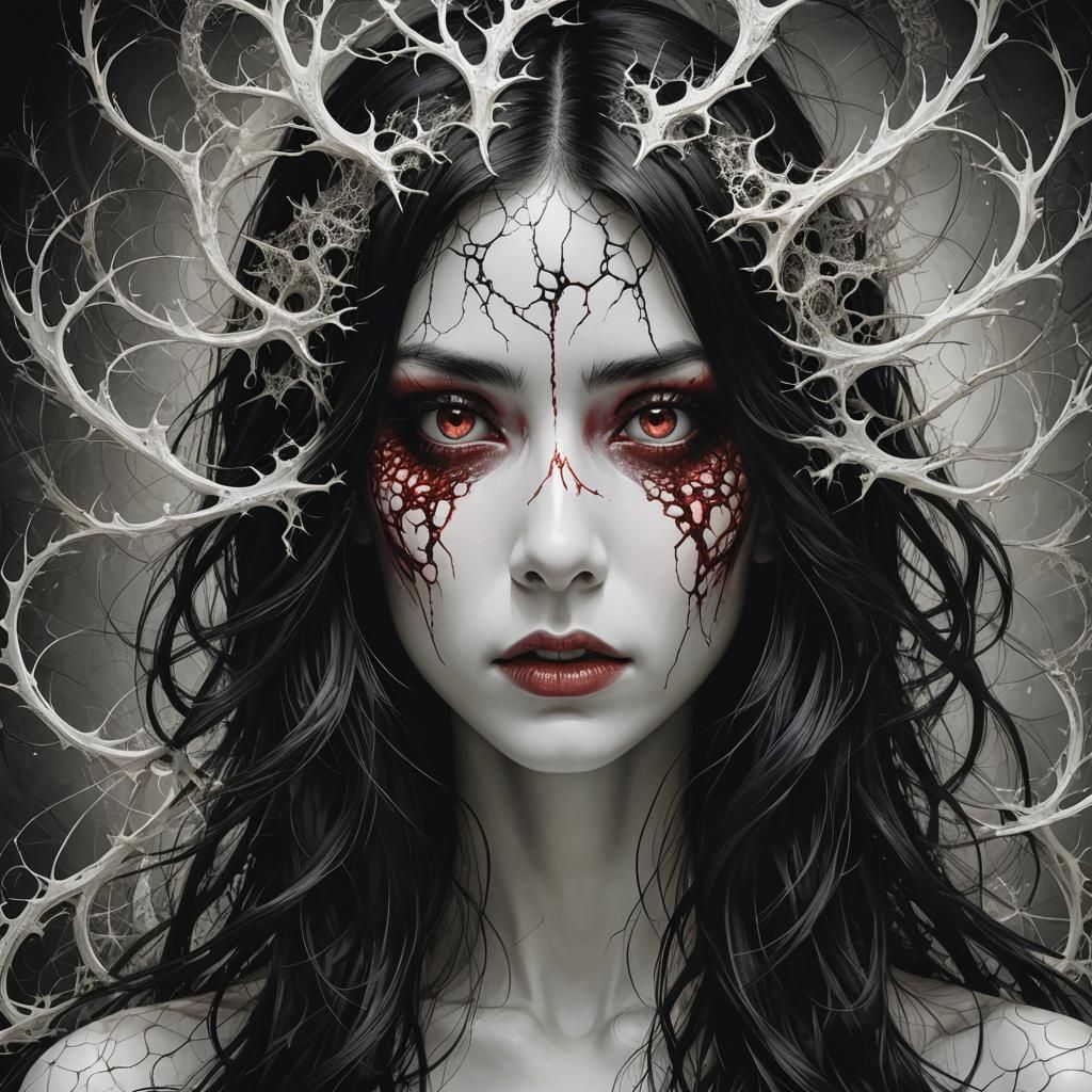 Demonic Woman with Fractal Background