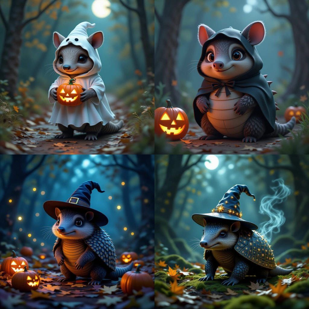 Realistic Armadillo in Halloween Costume