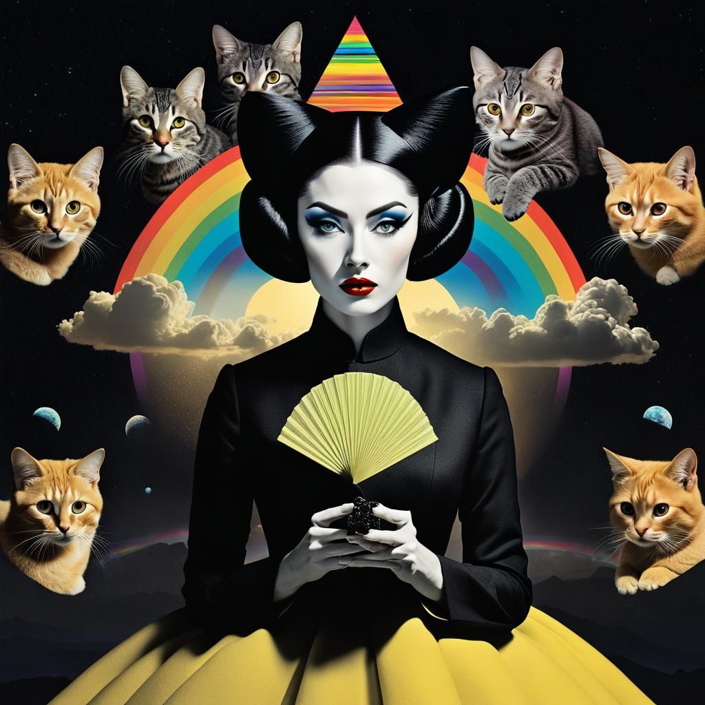 Surreal Kitten Collage in Dada Pop Art Style