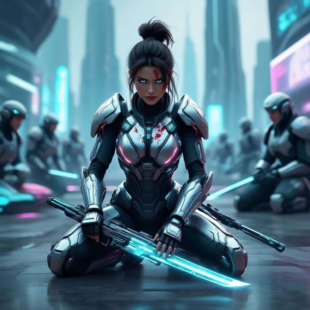 Anime Samurai Warrior on Battlefield in 8K