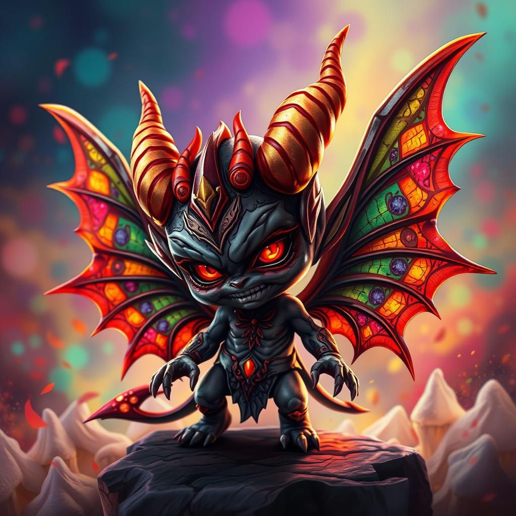 Chibi Demon Fairy in Hyperrealistic Splash Art